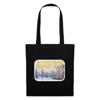 Berlin Allemagne Aquarelle Croquis Dessiné Peinture - Sac en tissu - noir - Devant