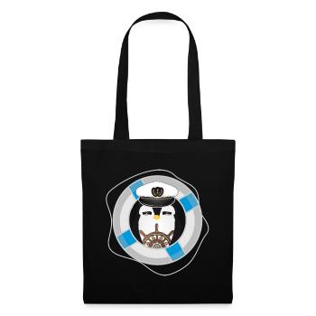 niedlicher Pinguin als Kapitän im Marine Look - Stoffbeutel - Schwarz - Vorne