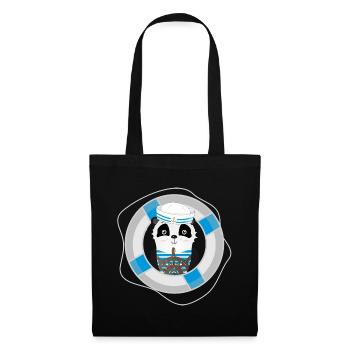 panda mignon en tant que marin dans un look marine - Sac en tissu - noir - Devant