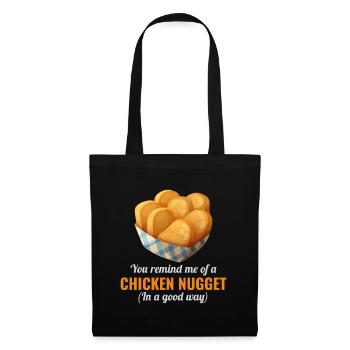 Chicken Nuggets Fast Food Lustiger Spruch - Stoffbeutel - Schwarz - Vorne