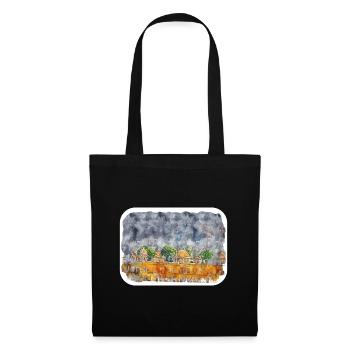 Jaipur Inde Aquarelle Esquisse Peinture Dessinée - Sac en tissu - noir - Devant