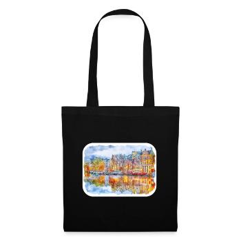 Niederlande Aquarell Skizze gezeichnete Illustration - Stoffbeutel - Schwarz - Vorne