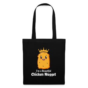 Chicken Nuggets Fast Food Lustiger Spruch - Stoffbeutel - Schwarz - Vorne