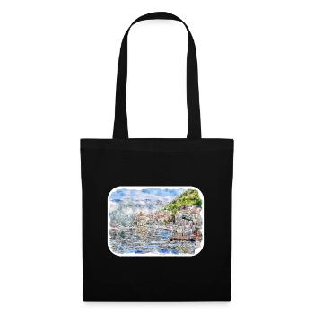 Montenegro Landmark Watercolor Sketch Illustration - Tote Bag - black - Front