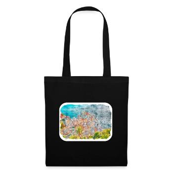 Italy Watercolor Sketch Hand Drawn Illustration - Tote Bag - black - Front
