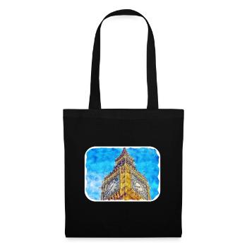 Angleterre Royaume-Uni Aquarelle Dessin Dessin Illustration - Sac en tissu - noir - Devant