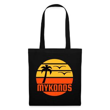 Mykonos (sun, palm tree, birds) - Tote Bag - black - Front