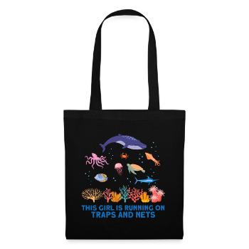 Girl Net Boat Marine Biologist Biology Ocean - Tote Bag - black - Front