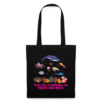 Girl Net Boat Marine Biologist Biology Ocean - Tote Bag - black - Front