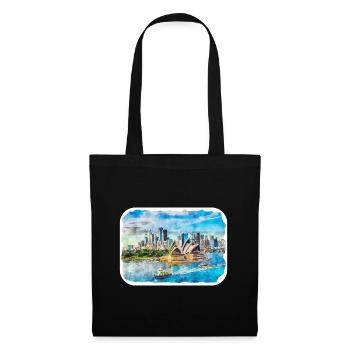 Sydney Australie Aquarelle Esquisse Dessinée Illustrat - Sac en tissu - noir - Devant