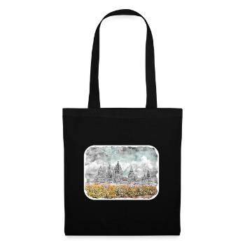 Indonésie Aquarelle Esquisse Dessinée à la Main Peinture - Sac en tissu - noir - Devant