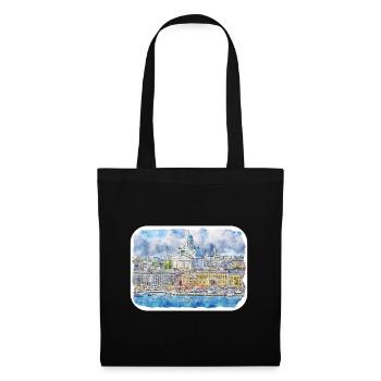 Helsinki Finland Watercolor Sketch Illustration - Tote Bag - black - Front