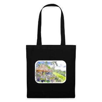 Indonésie Aquarelle Esquisse Dessinée à la Main Peinture - Sac en tissu - noir - Devant