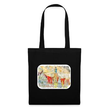 Pologne Repère Aquarelle Esquisse Dessin de peinture - Sac en tissu - noir - Devant