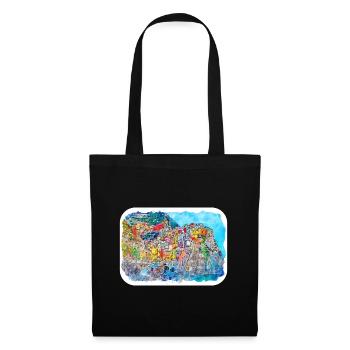 Italy Watercolor Sketch Hand Drawn Illustration - Tote Bag - black - Front