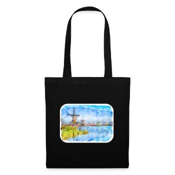 Niederlande Aquarell Skizze gezeichnete Illustration - Stoffbeutel - Schwarz - Vorne