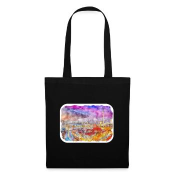 Berlin Allemagne Aquarelle Esquisse Dessinée Peinture - Sac en tissu - noir - Devant