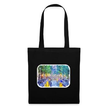 Amsterdam Niederlande Aquarellskizze Zeichnung - Stoffbeutel - Schwarz - Vorne