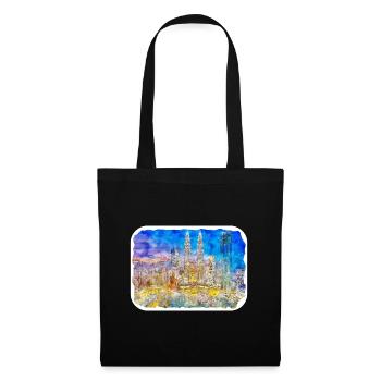 Malaisie Aquarelle Esquisse Dessinée à la Main Illustration - Sac en tissu - noir - Devant