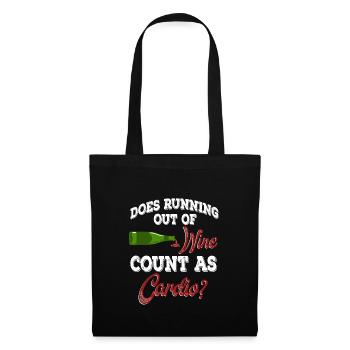 Does Running Out Of Wine Count As Cardio T-shirt - Stoffbeutel - Schwarz - Vorne