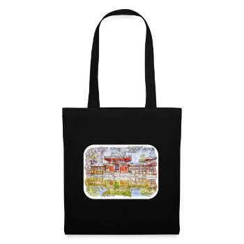 Japan Aquarellskizze Handgezeichnete Illustration - Stoffbeutel - Schwarz - Vorne