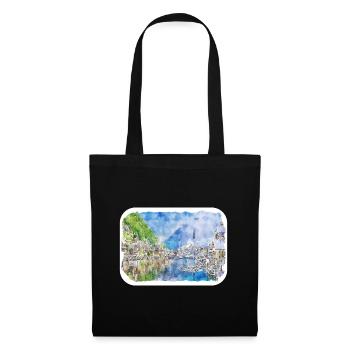 Autriche Aquarelle Esquisse Dessinée à la main Illustration - Sac en tissu - noir - Devant
