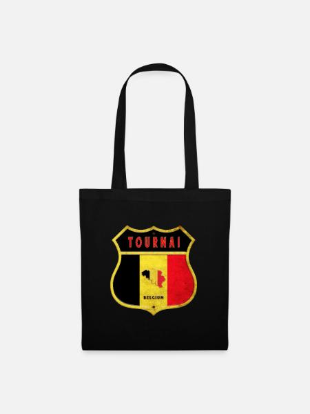 Tournai Belgien Wappen Flaggen Design - Stoffbeutel - Schwarz
