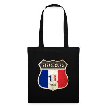 Straßburg Frankreich Wappen Flaggen Design - Stoffbeutel - Schwarz - Vorne