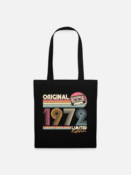 1972 Jahrgang Geburtstag Retro Vintage Geschenk - Stoffbeutel - Schwarz