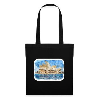 Australie Aquarelle Esquisse Dessinée à la Main Peinture - Sac en tissu - noir - Devant