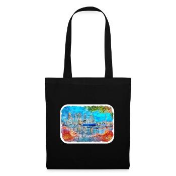 Londres UK Aquarelle Esquisse Dessinée à la Main Peinture - Sac en tissu - noir - Devant
