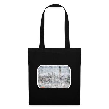 Londres UK Aquarelle Esquisse Dessinée à la Main Peinture - Sac en tissu - noir - Devant