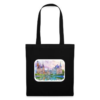 Pologne Repère Aquarelle Esquisse Dessin de peinture - Sac en tissu - noir - Devant