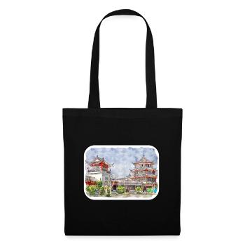China Watercolor Sketch Hand Drawn Illustration - Tote Bag - black - Front