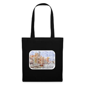 Pologne Repère Aquarelle Esquisse Dessin de peinture - Sac en tissu - noir - Devant