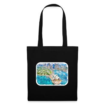 Australie Aquarelle Esquisse Dessinée à la Main Peinture - Sac en tissu - noir - Devant