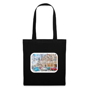 Habana Kuba Aquarell Skizze Gezeichnete Illustration - Stoffbeutel - Schwarz - Vorne