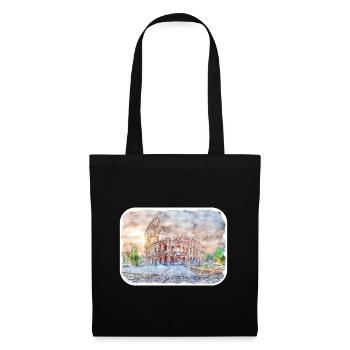 Colisée Rome Italie Aquarelle Esquisse Illustration - Sac en tissu - noir - Devant