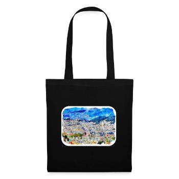 Quito Équateur Aquarelle Dessin Illustration - Sac en tissu - noir - Devant
