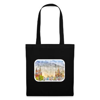 Moscou Russie Aquarelle Esquisse Dessin Dessiné - Sac en tissu - noir - Devant