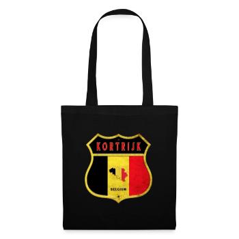 Courtrai Belgique Armoiries Drapeaux Design - Sac en tissu - noir - Devant