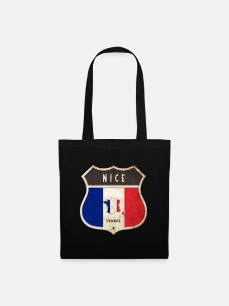 Nizza Frankreich Wappen Flaggen Design - Stoffbeutel - Schwarz