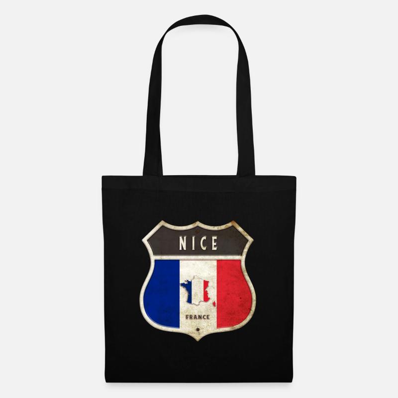 Nizza Frankreich Wappen Flaggen Design - Stoffbeutel - Schwarz