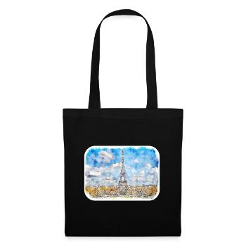 Paris France France Watercolor Sketch Illustration - Tote Bag - black - Front