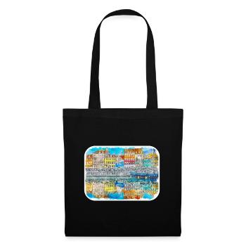 Copenhagen Denmark Watercolor Sketch Illustration - Tote Bag - black - Front