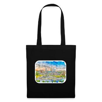 Lithuania Landmark Watercolor Sketch Illustration - Tote Bag - black - Front