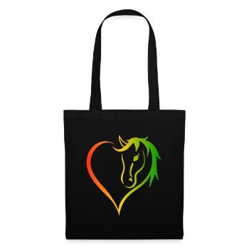 Neon Heart Life Is Better With Horses Design - Stoffbeutel - Schwarz - Vorne