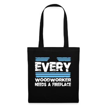 woodcutter lumberjack funny woodworking daddesign - Stoffbeutel - Schwarz - Vorne