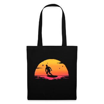 Sunrise Surf Surfer T-Shirt Surfen - Stoffbeutel - Schwarz - Vorne