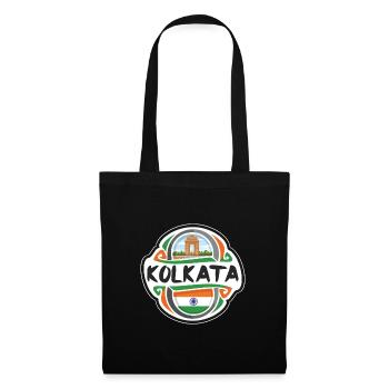 Kolkata Indien Flagge Abzeichen Reise Souvenir Stempel - Stoffbeutel - Schwarz - Vorne
